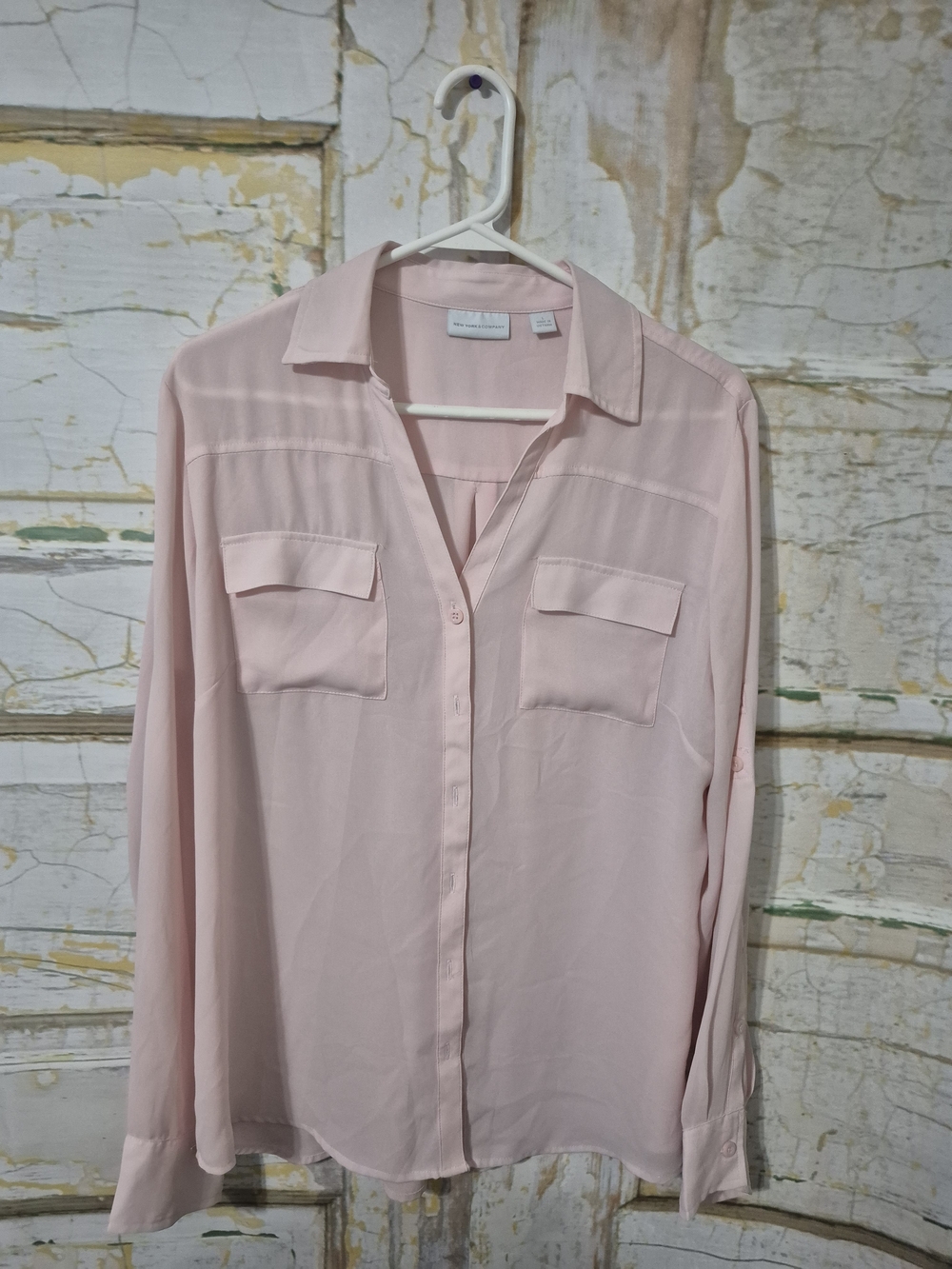 New York & Company Blush Pink Button-Down Shirt